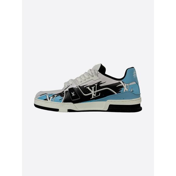 Louis Vuitton Black & Blue Logo Trainers - Picture 6 of 8